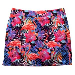 Loudmouth Ladies Flamingo Island Tropical Floral Golf Skort Skirt Women's Size 6